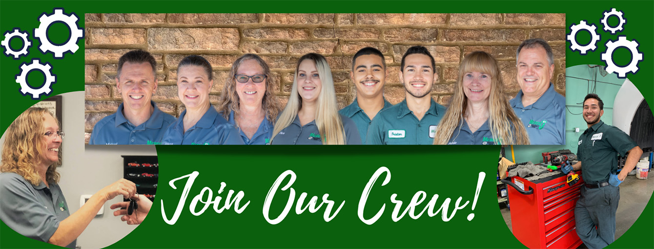 Join Our Crew! with a photo of the team above it