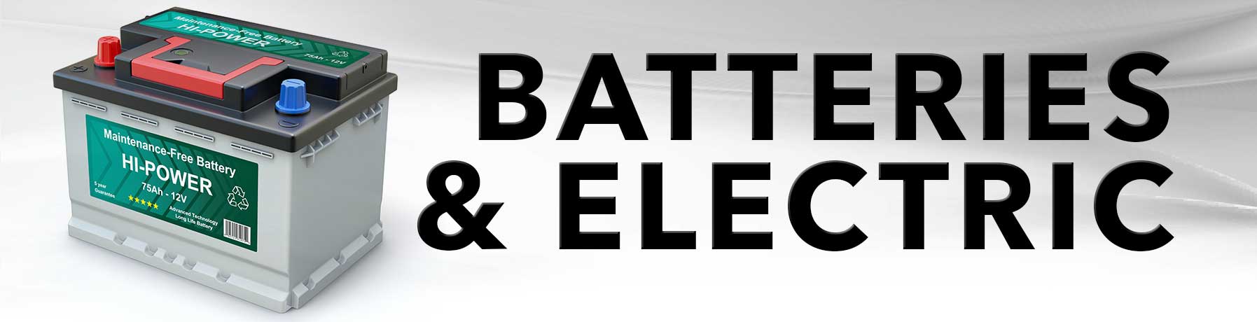 Batteries and Electric maintenance banner image with picture of battery