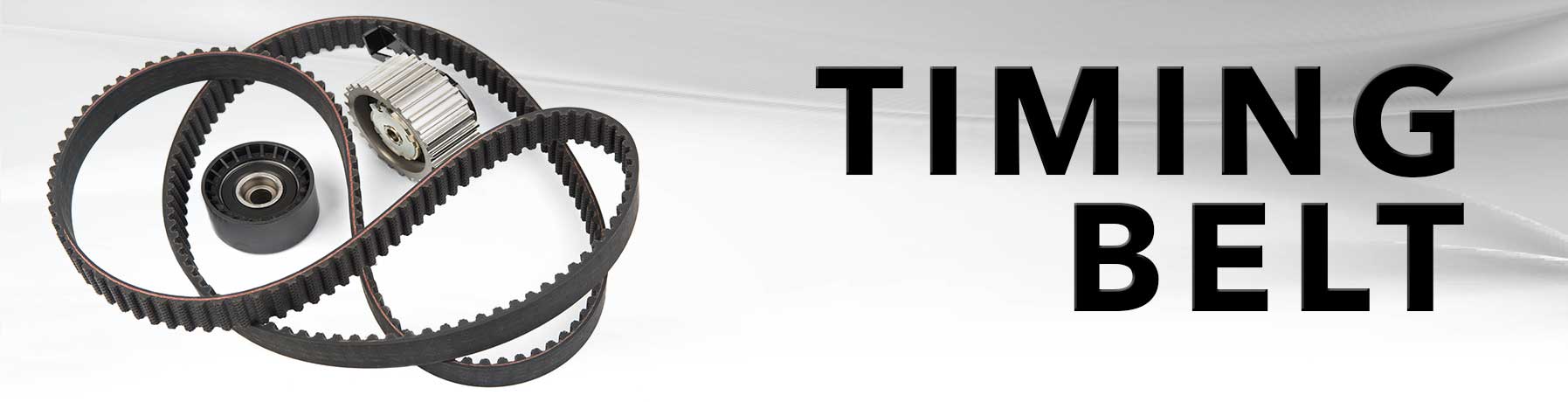 Timing belt repair banner image with picture of a belt and cogs